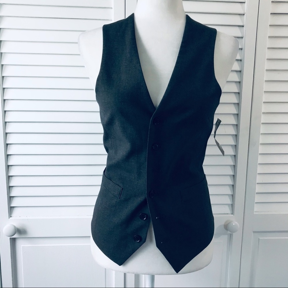 J. FERRAR Gray Silver V-Neck Slim Fit Vest Size XS